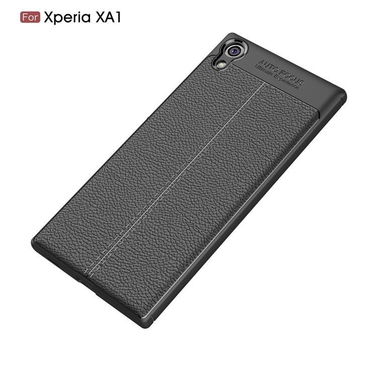 Litchi Texture Leather Coated TPU Back Case for Sony Xperia XA1 - Black-12