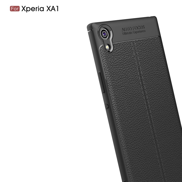 Litchi Texture Leather Coated TPU Back Case for Sony Xperia XA1 - Black-3