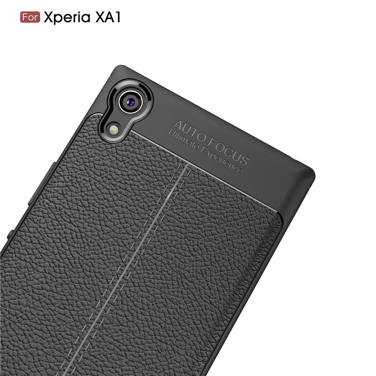 Litchi Texture Leather Coated TPU Back Case for Sony Xperia XA1 - Black-5