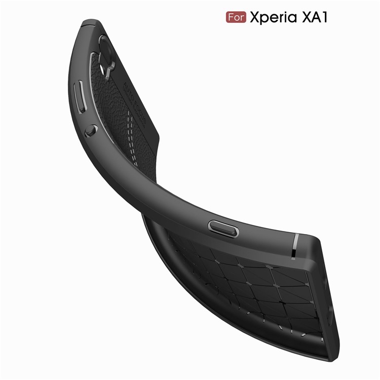 Litchi Texture Leather Coated TPU Back Case for Sony Xperia XA1 - Black-9