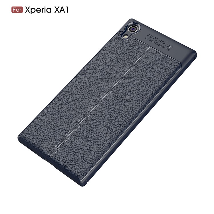 Litchi Texture Leather Coated TPU Back Mobile Cover for Sony Xperia XA1 - Dark Blue-2