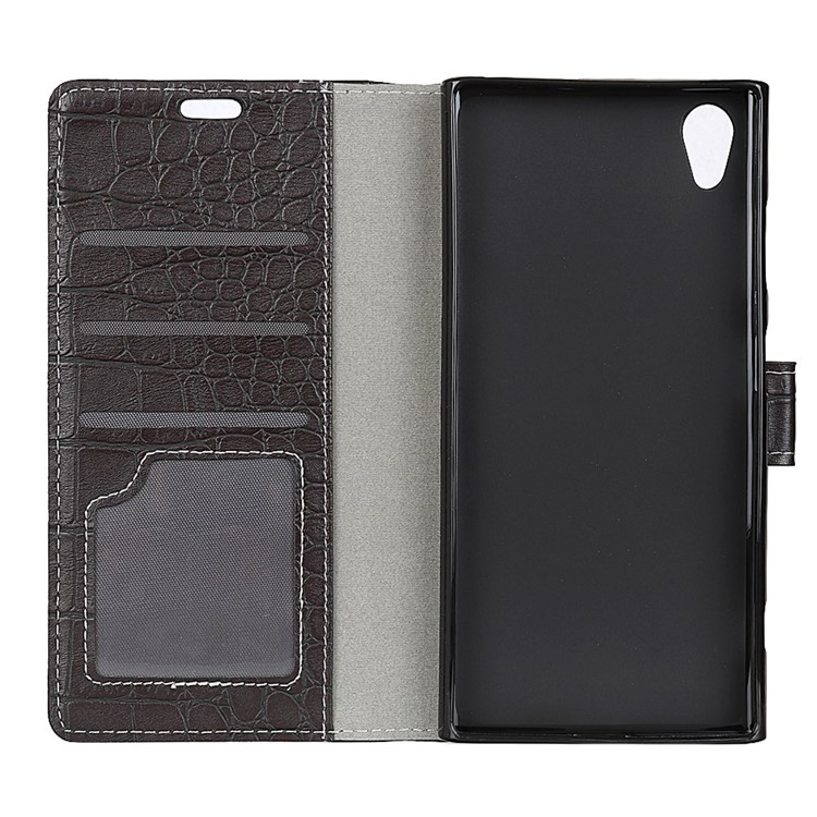 Crocodile Texture PU Leather Wallet Phone Case for Sony Xperia XA1 Plus - Black-3
