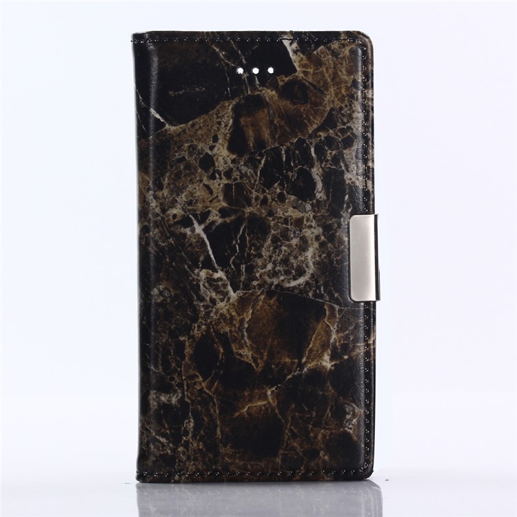 Marble Pattern Stand Leather Wallet Case for Sony Xperia XZ1 Compact - Black-1