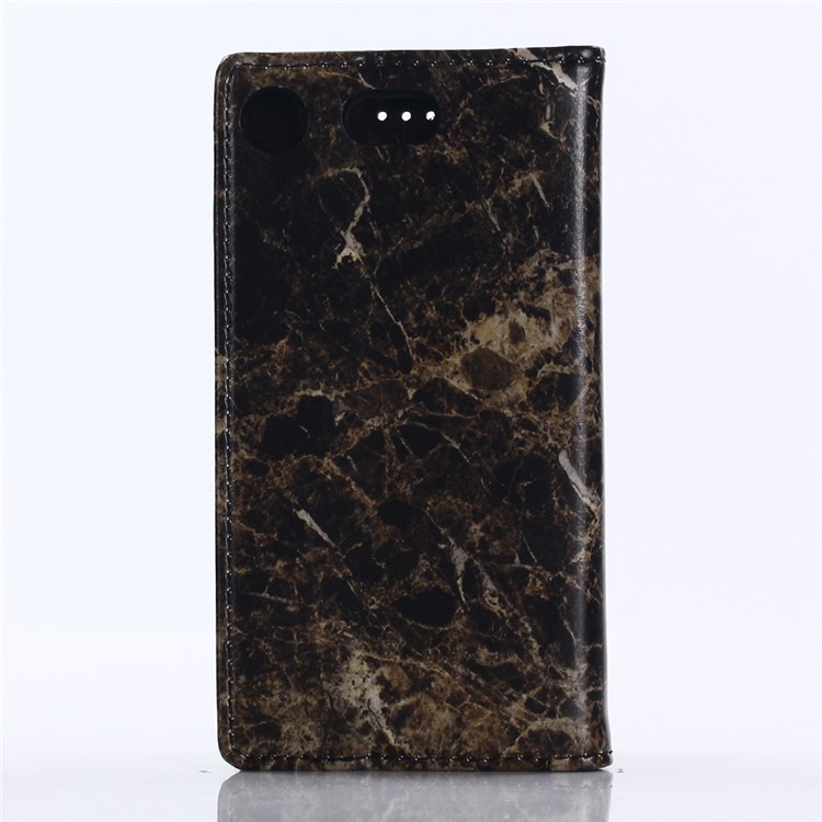 Marble Pattern Stand Leather Wallet Case for Sony Xperia XZ1 Compact - Black-2