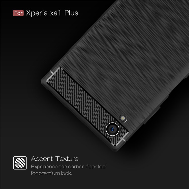 Carbon Fiber Texture Brushed TPU Back Case for Sony Xperia XA1 Plus - Black-4