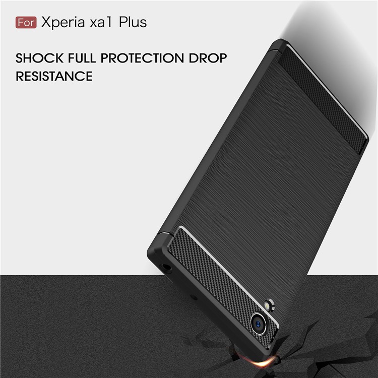 Carbon Fiber Texture Brushed TPU Back Case for Sony Xperia XA1 Plus - Black-6