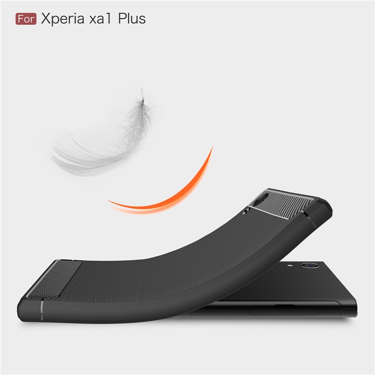 Carbon Fiber Texture Brushed TPU Back Case for Sony Xperia XA1 Plus - Black-7