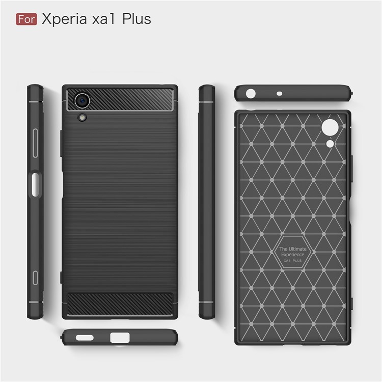 Carbon Fiber Texture Brushed TPU Back Case for Sony Xperia XA1 Plus - Black-9