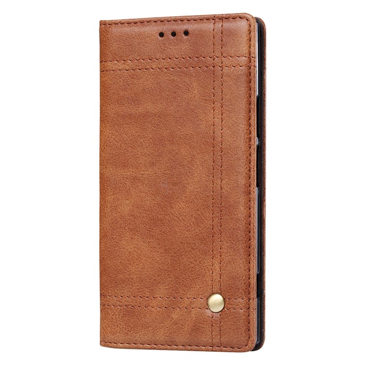Auto-absorbed Wallet Stand Leather Phone Cover for Sony Xperia XZ1 Compact - Brown-2