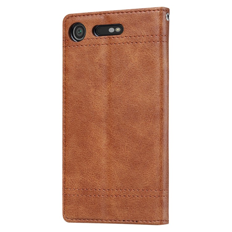 Auto-absorbed Wallet Stand Leather Phone Cover for Sony Xperia XZ1 Compact - Brown-3