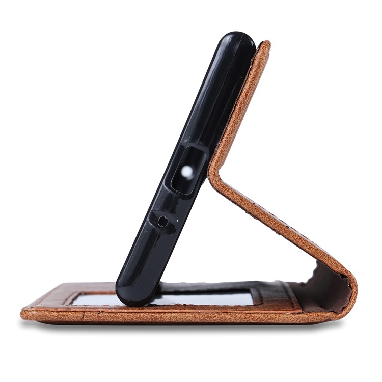 Auto-absorbed Wallet Stand Leather Phone Cover for Sony Xperia XZ1 Compact - Brown-6