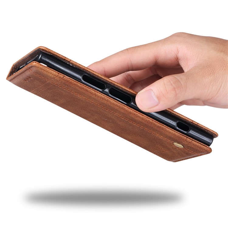 Auto-absorbed Wallet Stand Leather Phone Cover for Sony Xperia XZ1 Compact - Brown-8