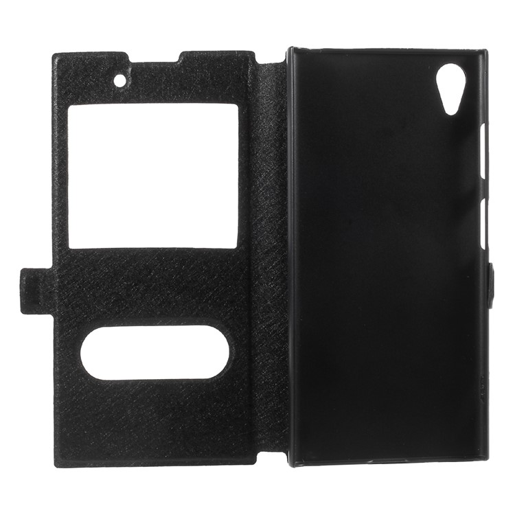 Silk Texture Dual View Window Leather Case for Sony Xperia XA1 Plus - Black-6