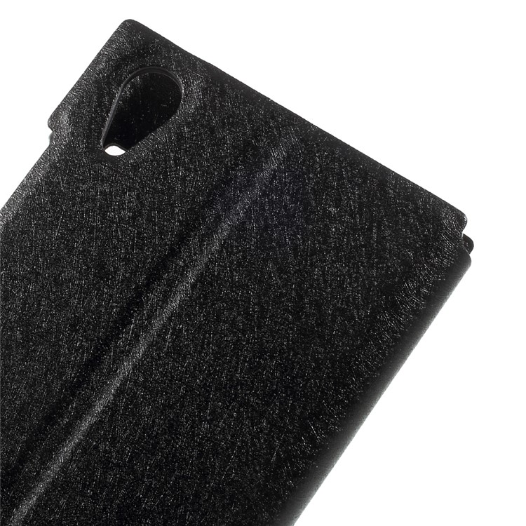 Silk Texture Dual View Window Leather Case for Sony Xperia XA1 Plus - Black-8