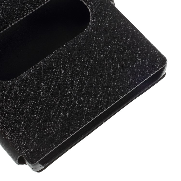 Silk Texture Dual Window Leather Phone Case for Sony Xperia X1 Compact - Black-7