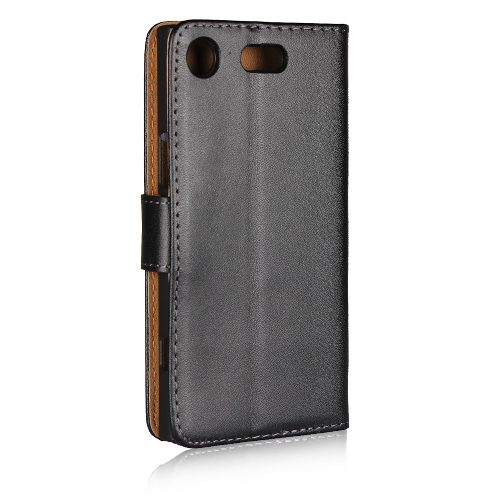 Funda de Cuero Dividido de Stand de Billetera Para Sony Xperia XZ1 Compact - Negro