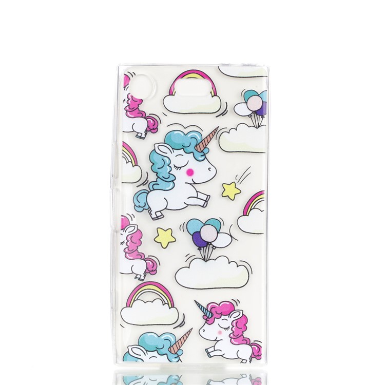 Pattern Printing TPU Back Case for Sony Xperia XZ1 Compact - Cloud and Unicorn-2