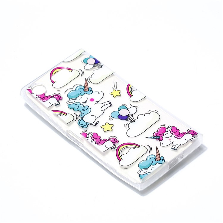 Pattern Printing TPU Back Case for Sony Xperia XZ1 Compact - Cloud and Unicorn-3