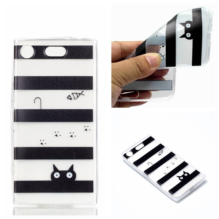 Pattern Printing TPU Gel Cover Case for Sony Xperia XZ1 Compact - Stripes Pattern-1