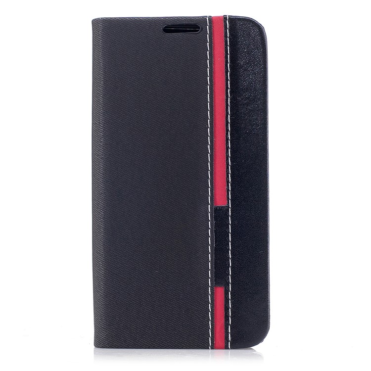 Bi-color Leather Card Holder Phone Shell for Sony Xperia XZ1 Compact - Black-1