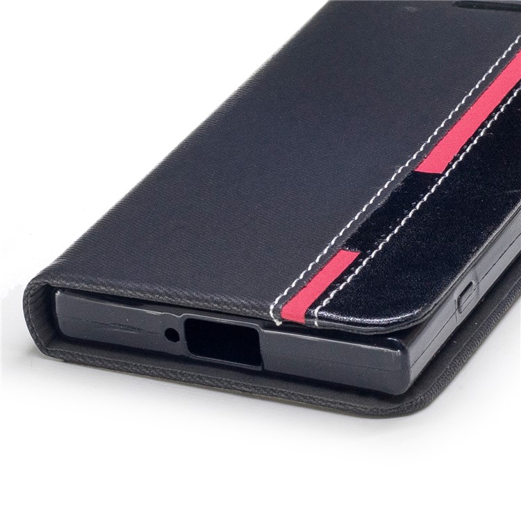 Bi-color Leather Card Holder Phone Shell for Sony Xperia XZ1 Compact - Black-3