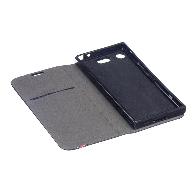 Bi-color Leather Card Holder Phone Shell for Sony Xperia XZ1 Compact - Black-5