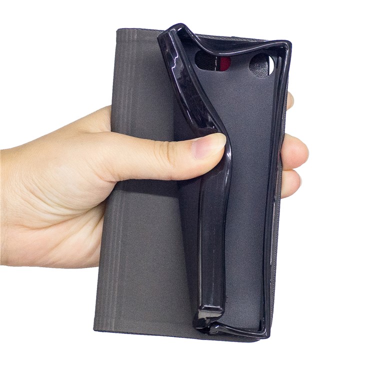 Bi-color Leather Card Holder Phone Shell for Sony Xperia XZ1 Compact - Black-6