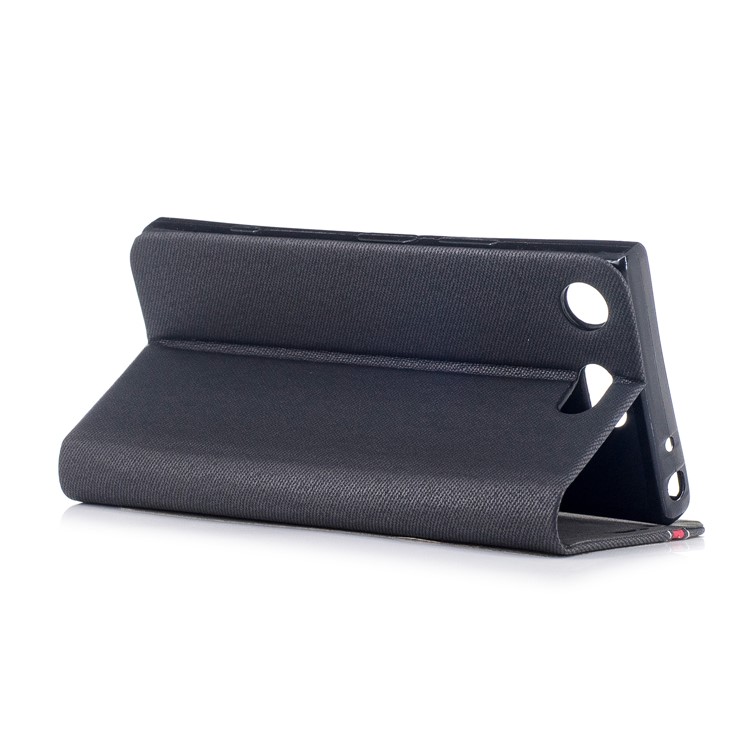 Bi-color Leather Card Holder Phone Shell for Sony Xperia XZ1 Compact - Black-7