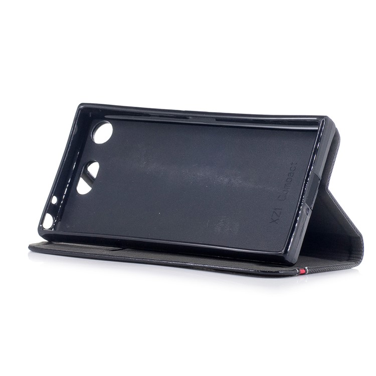 Bi-color Leather Card Holder Phone Shell for Sony Xperia XZ1 Compact - Black-8