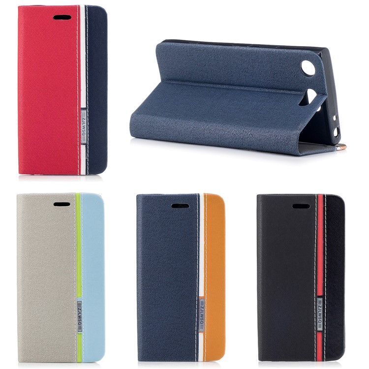 Bi-color Leather Card Holder Phone Shell for Sony Xperia XZ1 Compact - Black-9