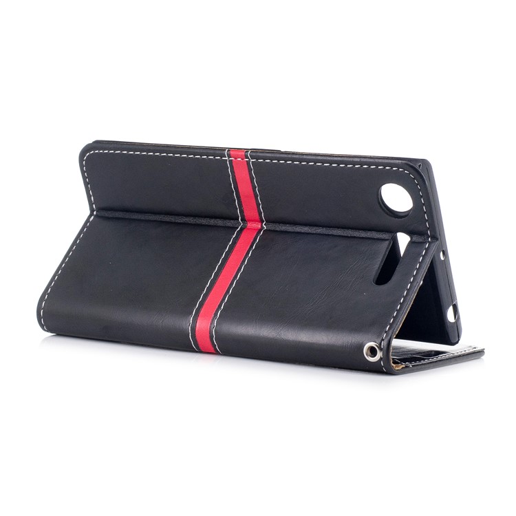 For Sony Xperia XZ1 Graceful Series Foldable Leather Wallet Phone Casing - Black-4