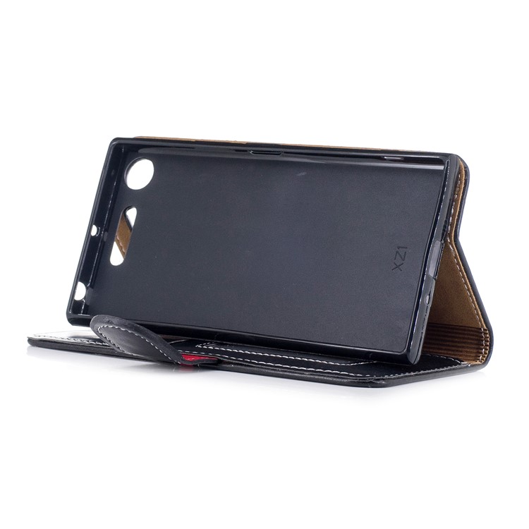 For Sony Xperia XZ1 Graceful Series Foldable Leather Wallet Phone Casing - Black-5