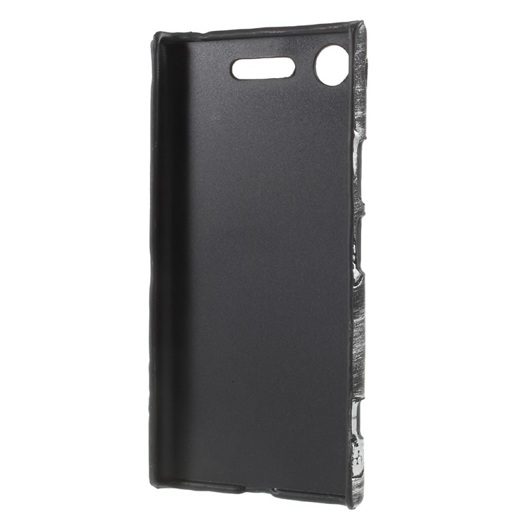 PU Leather Skin PC Back Phone Shell for Sony Xperia XZ1 - Grey Skull Pattern-3