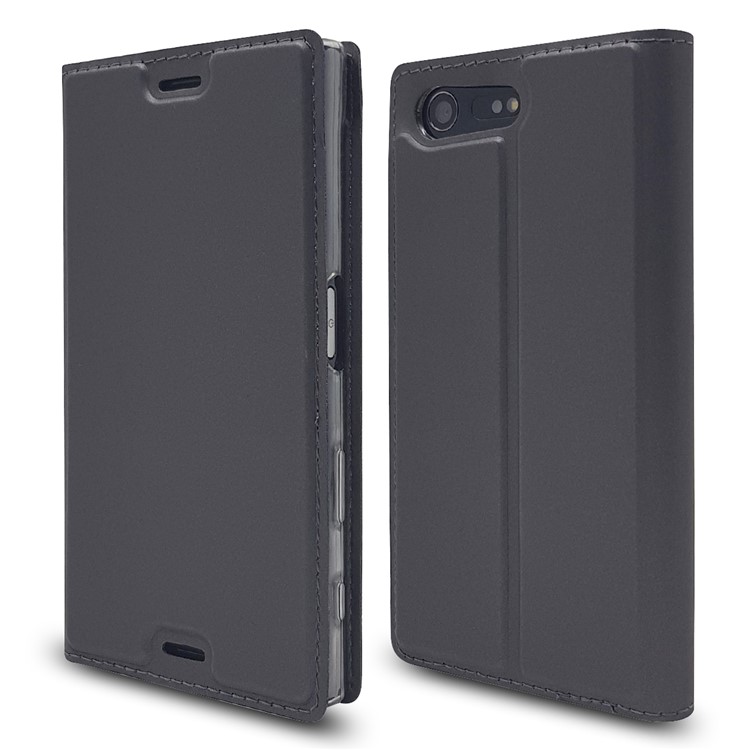 Magnetic Leather Card Holder Case for Sony Xperia X Compact - Black-3