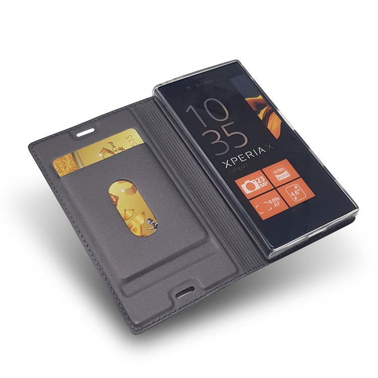 Magnetic Leather Card Holder Case for Sony Xperia X Compact - Black-6
