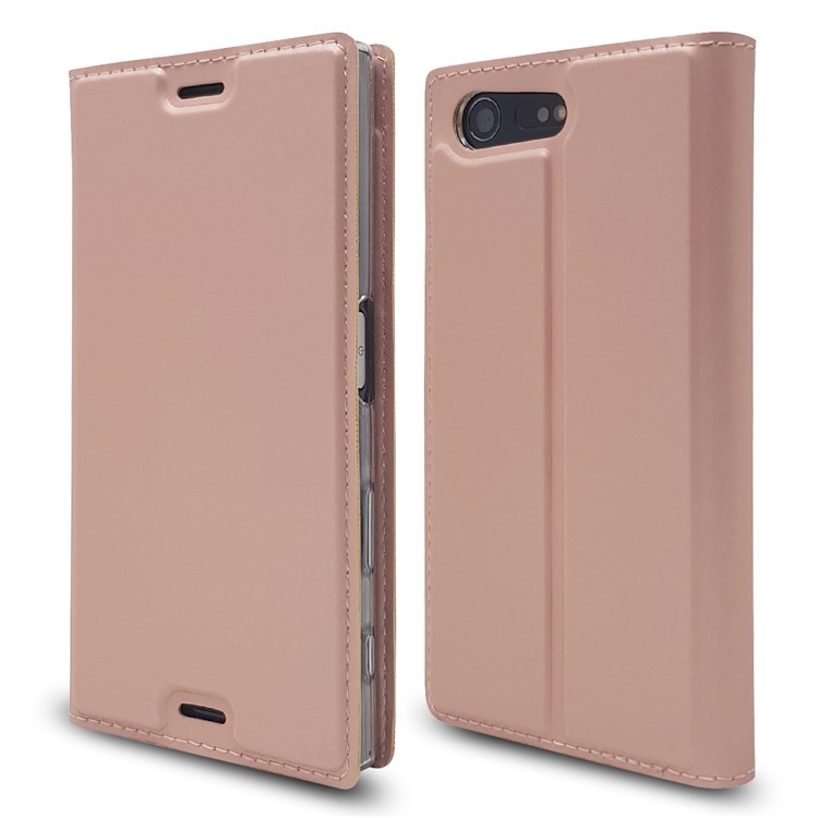 Magnetic Leather Card Holder Cover for Sony Xperia X Compact - Rose Gold-3