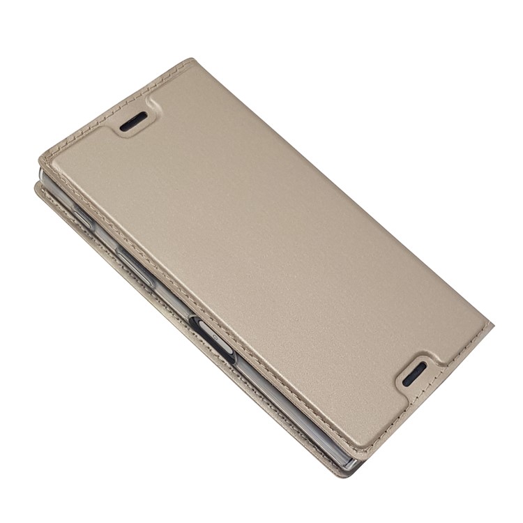 Magnetic Leather Card Holder Shell for Sony Xperia X Compact - Gold-4