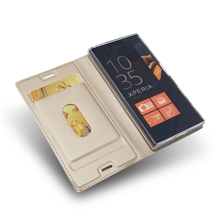 Magnetic Leather Card Holder Shell for Sony Xperia X Compact - Gold-6