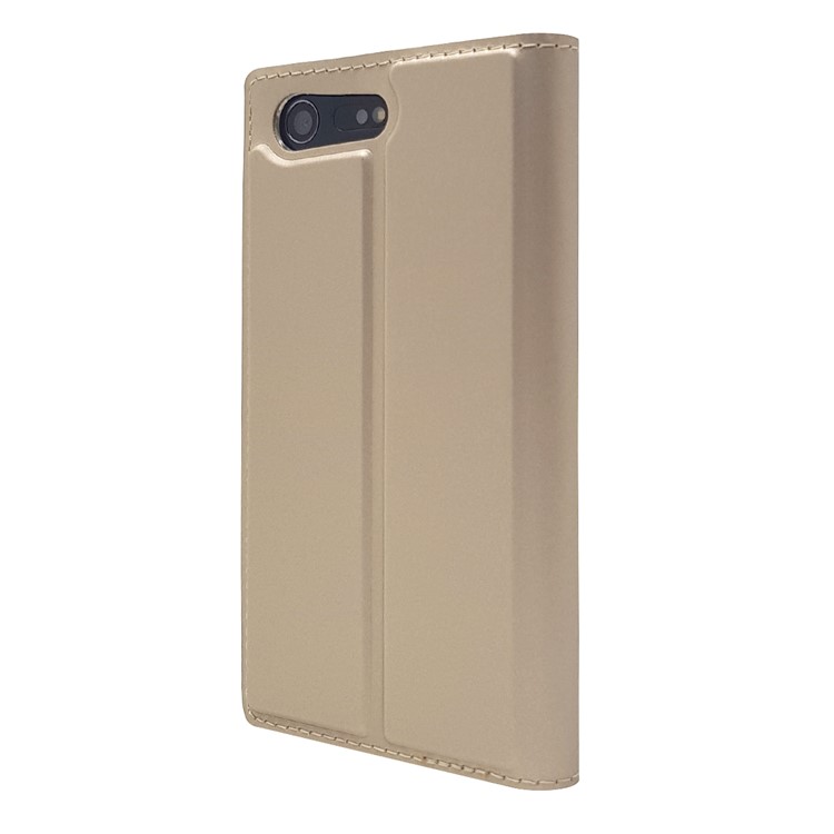 Magnetic Leather Card Holder Shell for Sony Xperia X Compact - Gold-9