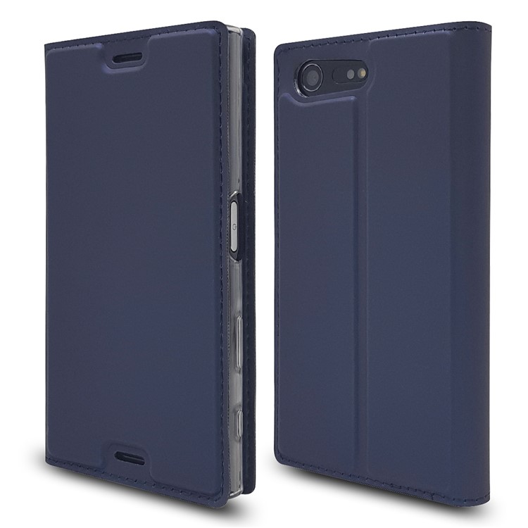 Magnetisches Leder Kartenfach Für Sony Xperia X Compact - Dunkelblau-3