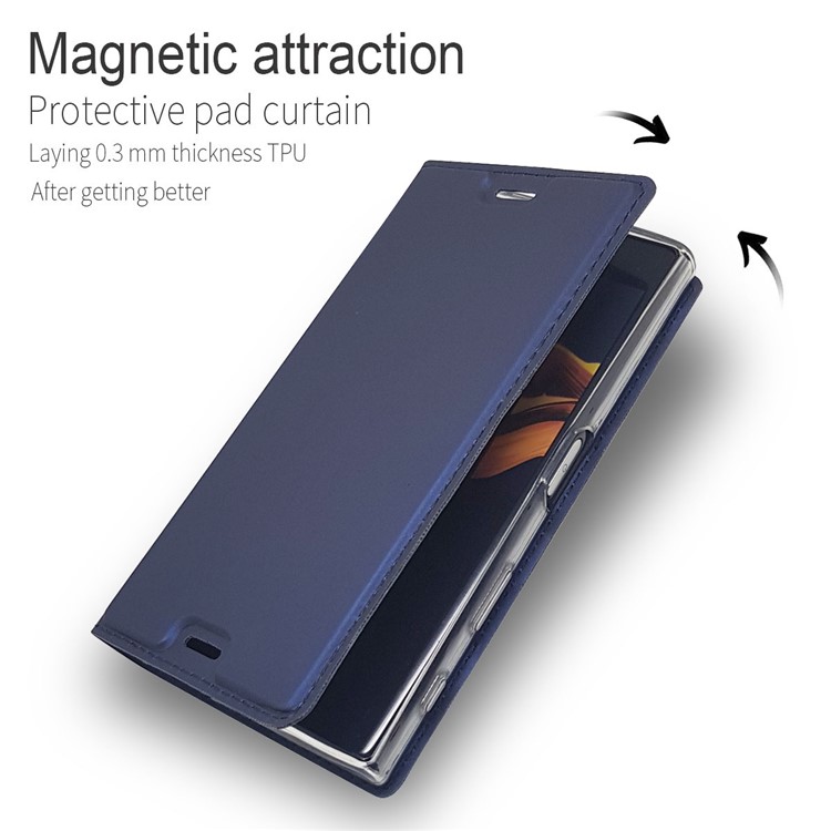 Magnetisches Leder Kartenfach Für Sony Xperia X Compact - Dunkelblau-4
