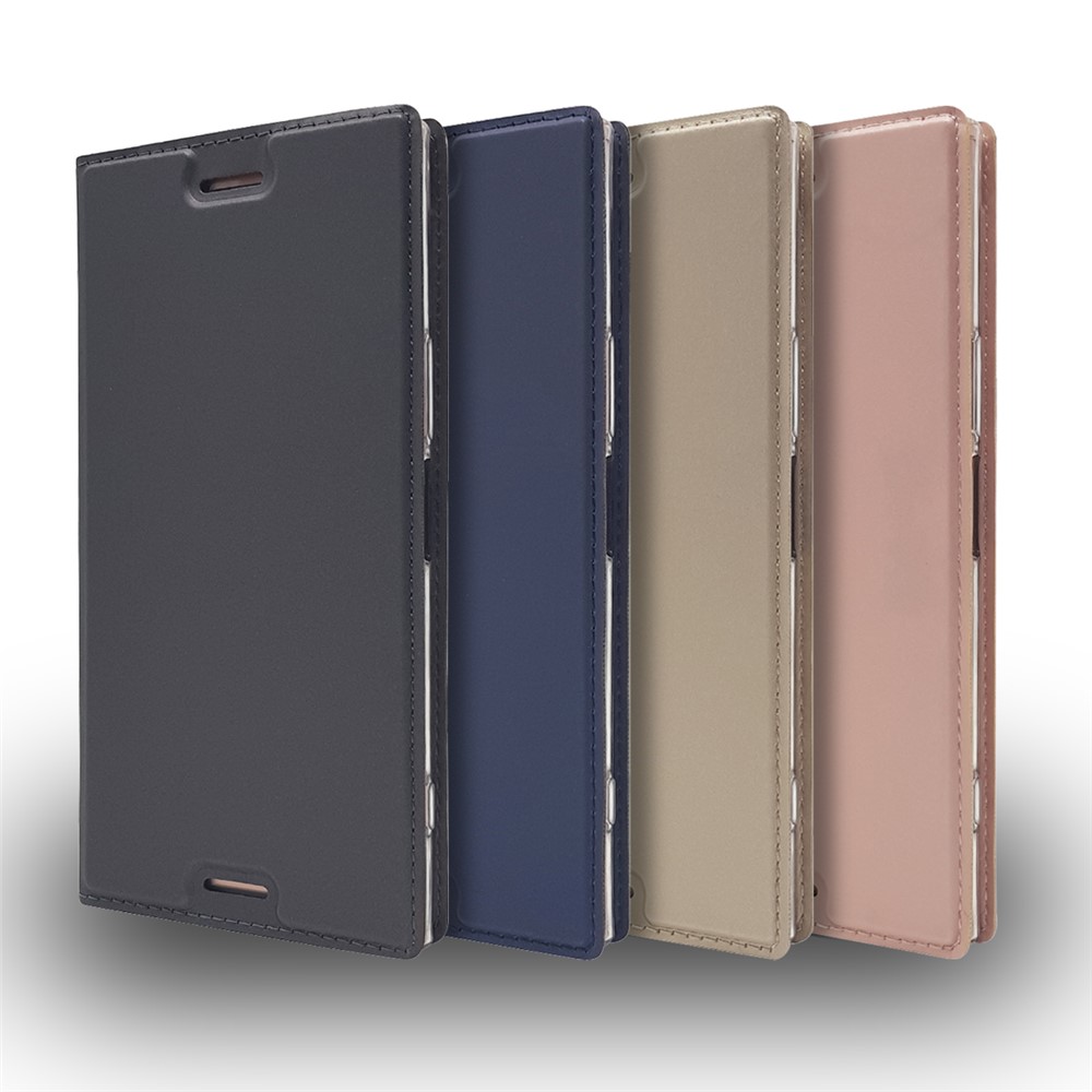 Auto-absorbed Magnetic Leather Card Holder Cover for Sony Xperia XZ Premium - Black-10