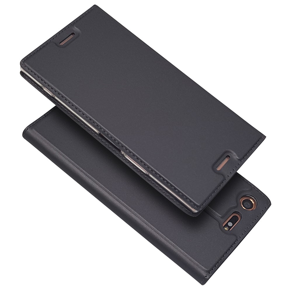 Porta Del Supporto Per Schede in Pelle Magnetica Auto-assorbita Per Sony Xperia XZ Premium - Nero