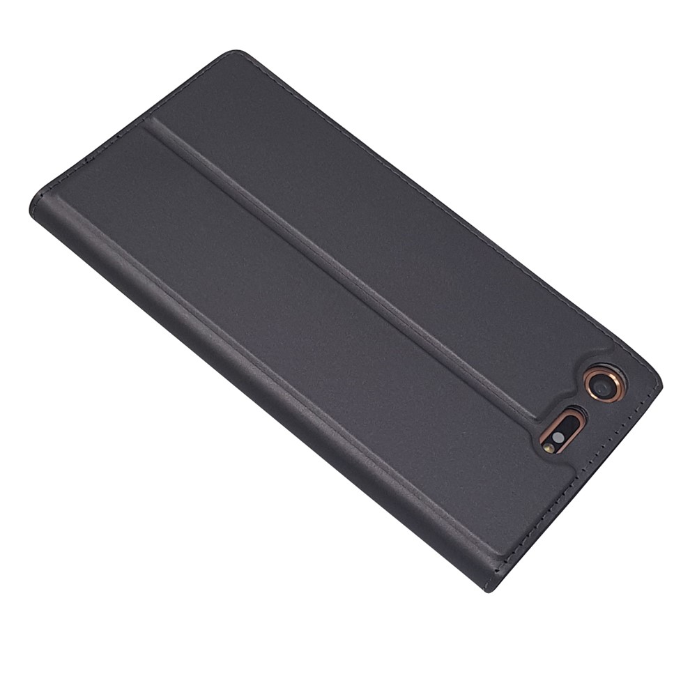 Auto-absorbed Magnetic Leather Card Holder Cover for Sony Xperia XZ Premium - Black-5