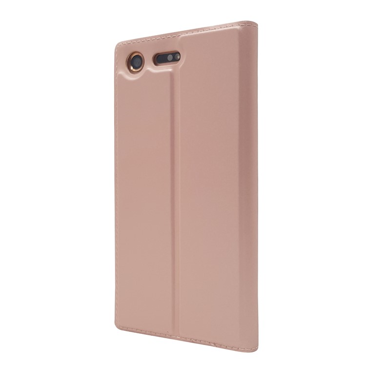 Auto-absorbed Magnetic Leather Card Holder Case for Sony Xperia XZ Premium - Rose Gold-11