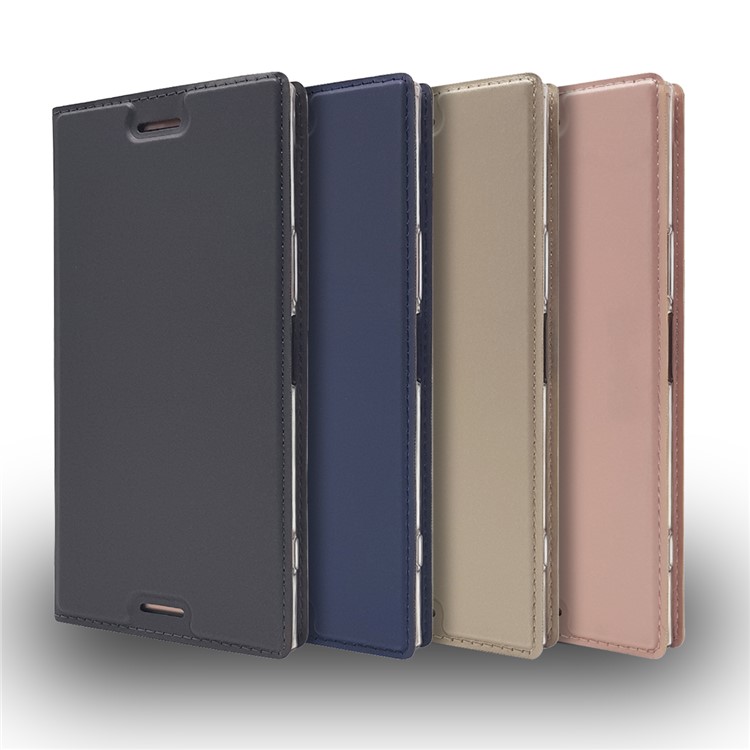 Auto-absorbed Magnetic Leather Card Holder Case for Sony Xperia XZ Premium - Rose Gold-12