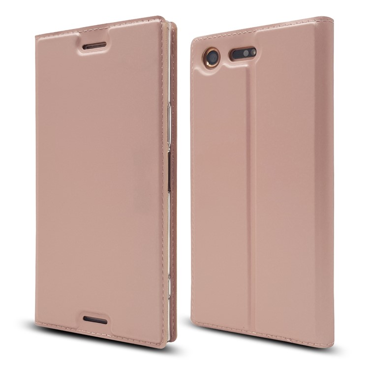 Auto-absorbed Magnetic Leather Card Holder Case for Sony Xperia XZ Premium - Rose Gold-3