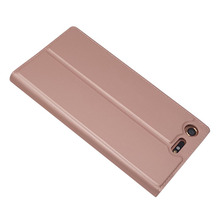 Auto-absorbed Magnetic Leather Card Holder Case for Sony Xperia XZ Premium - Rose Gold-6
