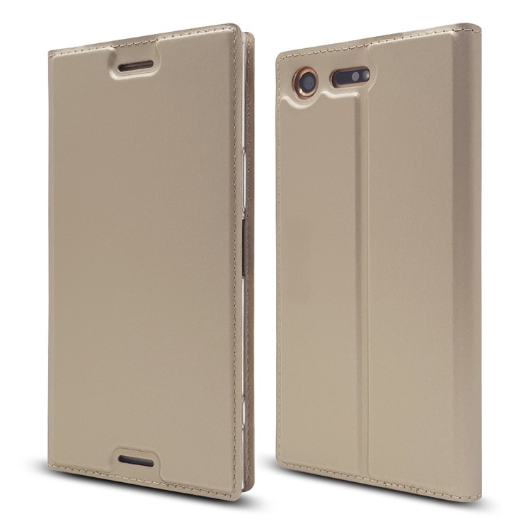 Auto-absorbed Magnetic Leather Stand Mobile Casing for Sony Xperia XZ Premium - Gold-3