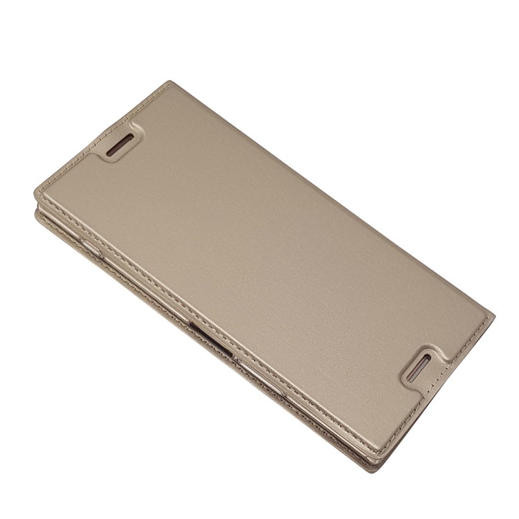 Auto-absorbed Magnetic Leather Stand Mobile Casing for Sony Xperia XZ Premium - Gold-4
